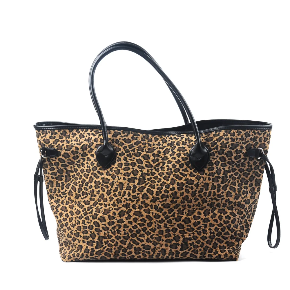 Wholesale Domil Endless Black Leopard Tote Bag Cheetah Women Handbag