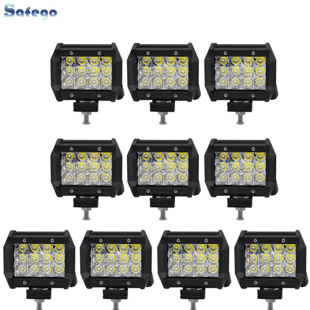 

Safego 10pcs 36W LED Flood Work Light Three Row 12*3W LED Chips Offroad Car Light Fog Light For Trunk Boat Tractor 60degree