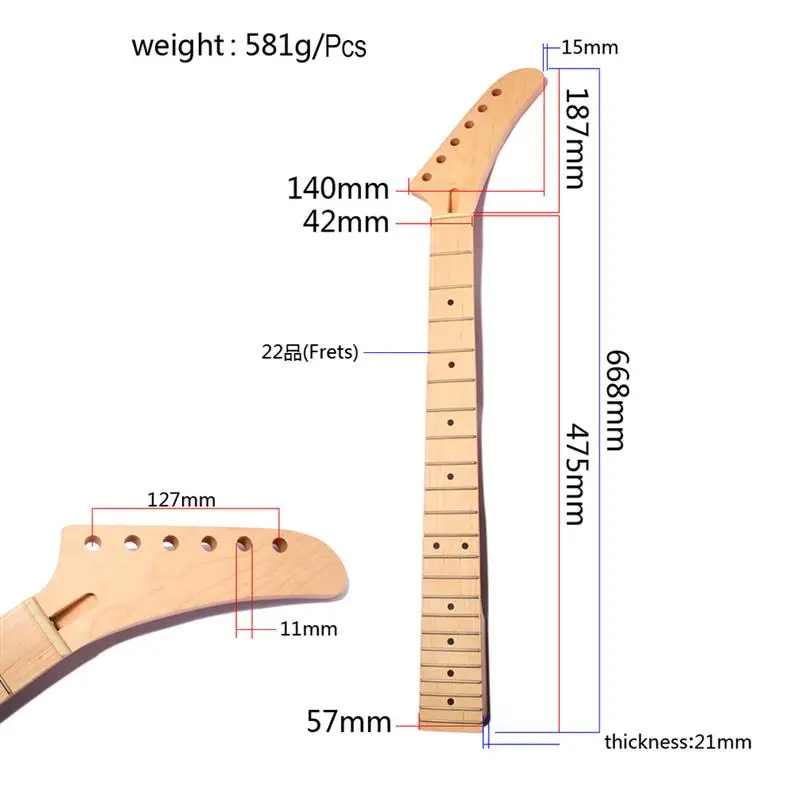 22 Лады для гитары Замена шеи клен банан Электрогитара шеи точка инкрустация для ST части Аксессуары для гитары запчасти
