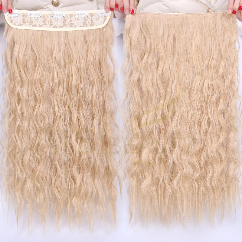 AISI BEAUTY Long Clips in Hair Extension Synthetic Natural Hair Water Wave Blonde Black 22\