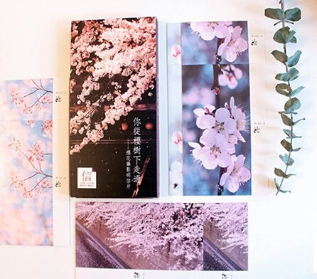 hot selling business cards 60pcs diy japan retro romatic cherry cherry blossom business cards