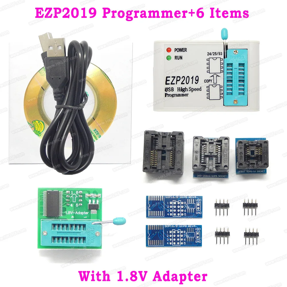 

EZP2019 High Speed USB SPI Programmer + 6Items Support 24 25 93 EEPROM Flash Bios Better than EZP2013 EZP2010 Programmer