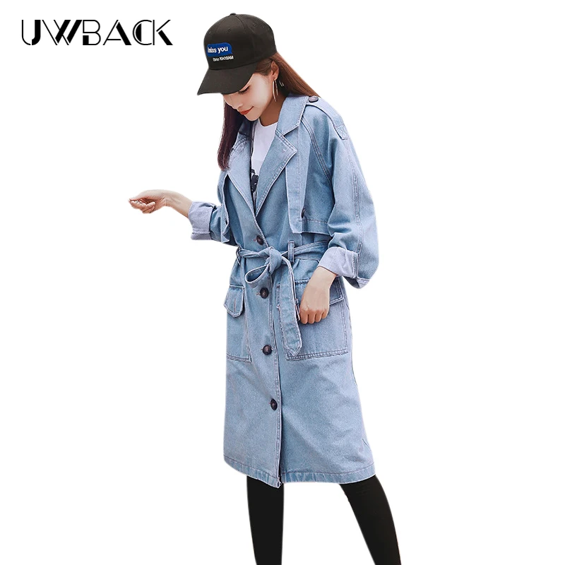 Morbido Mid Outwear Primavera E Bottoni Con Tasche Telai Pb016 Uwback Blue Donne Di Autunno Jeans I Giacche Giacca lungo Femminili Sottile Poliestere IgwH6qT