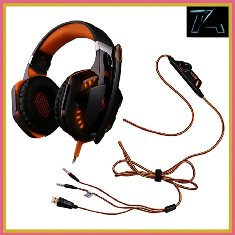 Each G2000 Orange Gaming Headset Headphones Computer Earphone with 3.5mm adapter for PlayStation