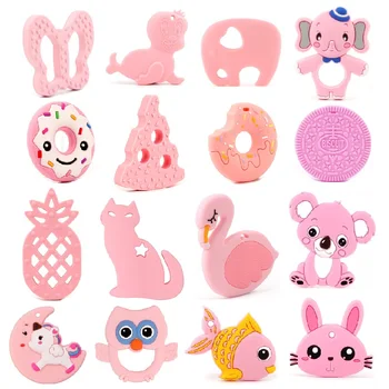 

TYRY.HU 1pc BPA Free Silicone Teethers Food Grade Silicone Beads DIY Teething Necklace Baby Shower Gifts Cartoon Animals Teether