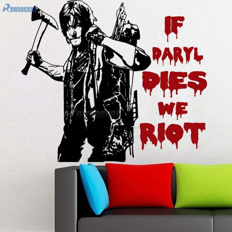 The Walking Dead Norman Reedus Daryl Dixon Zombies Wall Art Sticker