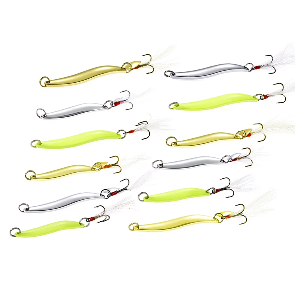 بيكي المعادن الترتر ملعقة الطعوم الثابت مضيئة الصيد السحر Pesca Wobblers Crankbaits مع ريشة السنانير ل يطير الصيد معالجة بيكي المعادن الترتر ملعقة الطعوم الثابت مضيئة الصيد السحر Pesca Wobblers Crankbaits مع ريشة السنانير ل يطير الصيد معالجة