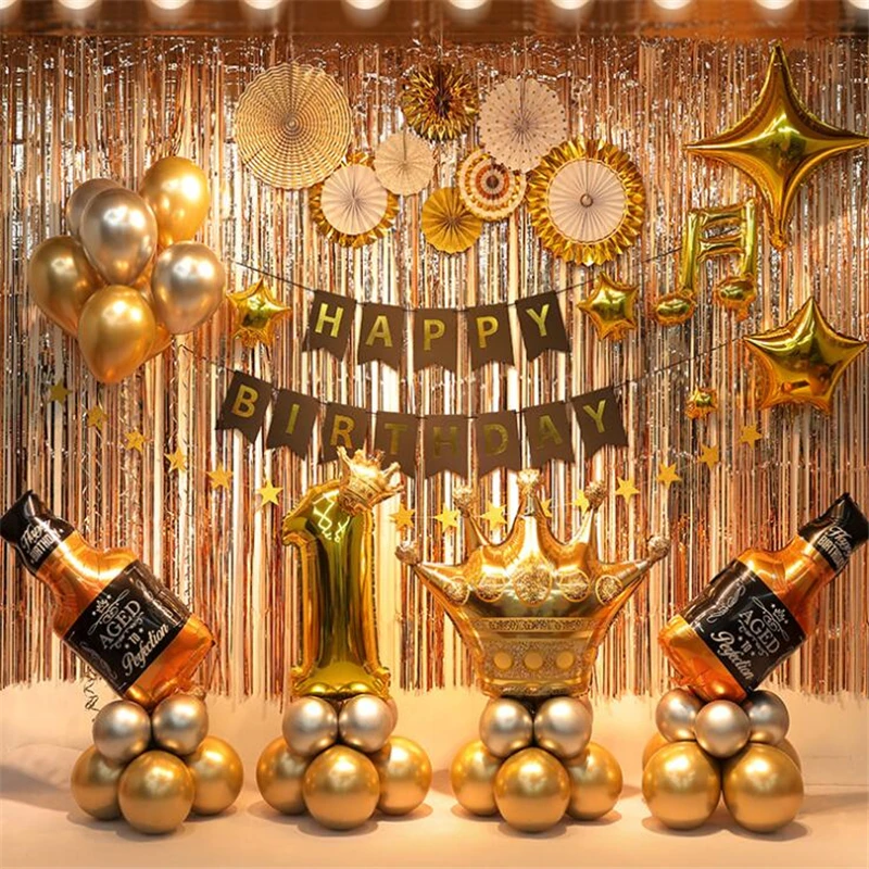 Black Gold Style Fancy Party Balloons Diy Decoration Helium Foil