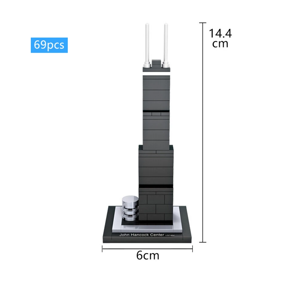 Всемирно известный architecure современный строительный кирпич Джон Хэнкок центр Чикаго США модель мини-блок Развивающие игрушки для детей Подарки