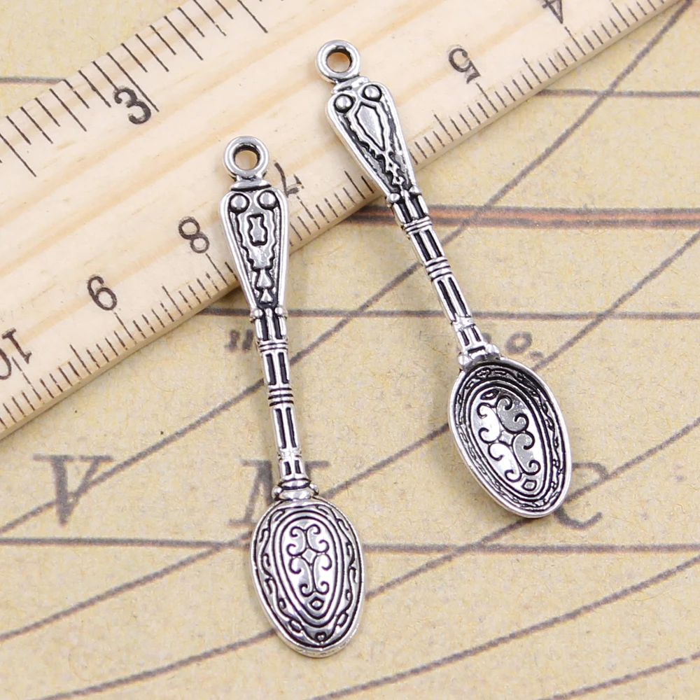 10pcs Charms Pattern Spoon 48x10mm Tibetan Silver Color Pendants Antique Jewelry Making DIY Handmade Craft Pendant
