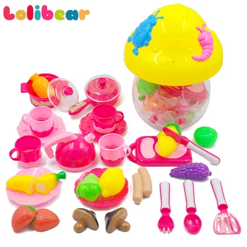 

28pcs/set Kitchen Play Set Kids Plastic Pretend Play Mini Vegetable Food Fruit Educational Cutting Toys For Children Role Play