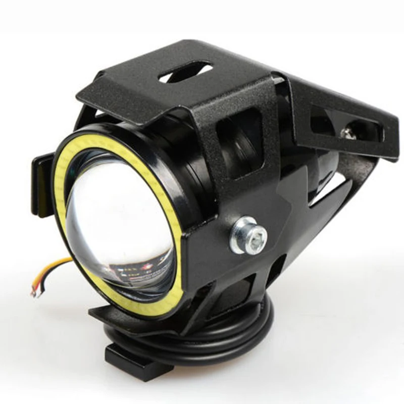 1х белый U7 angel eyes Light 125 Вт светодиодные фары для мотоциклов противотуманный прожектор+ переключатель