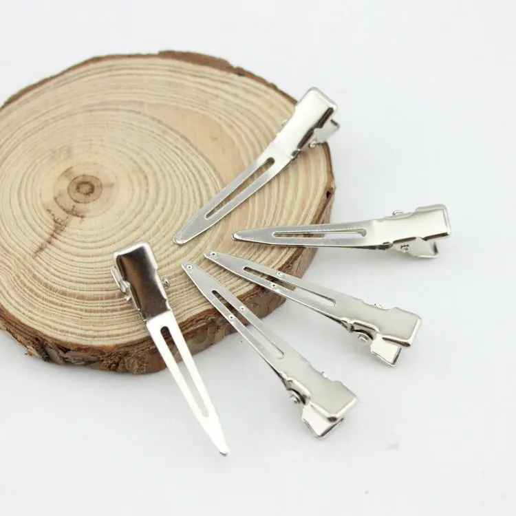 50 pcs/PACK Silver Flat Metal Single Prong Alligator Hair Clips