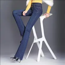 Модные тонкие плотные термоджинсы с добавлением кашемира, эластичные, высокая посадка, прямые джинсы в стиле ретро с начесом, зимние брюки LJ199