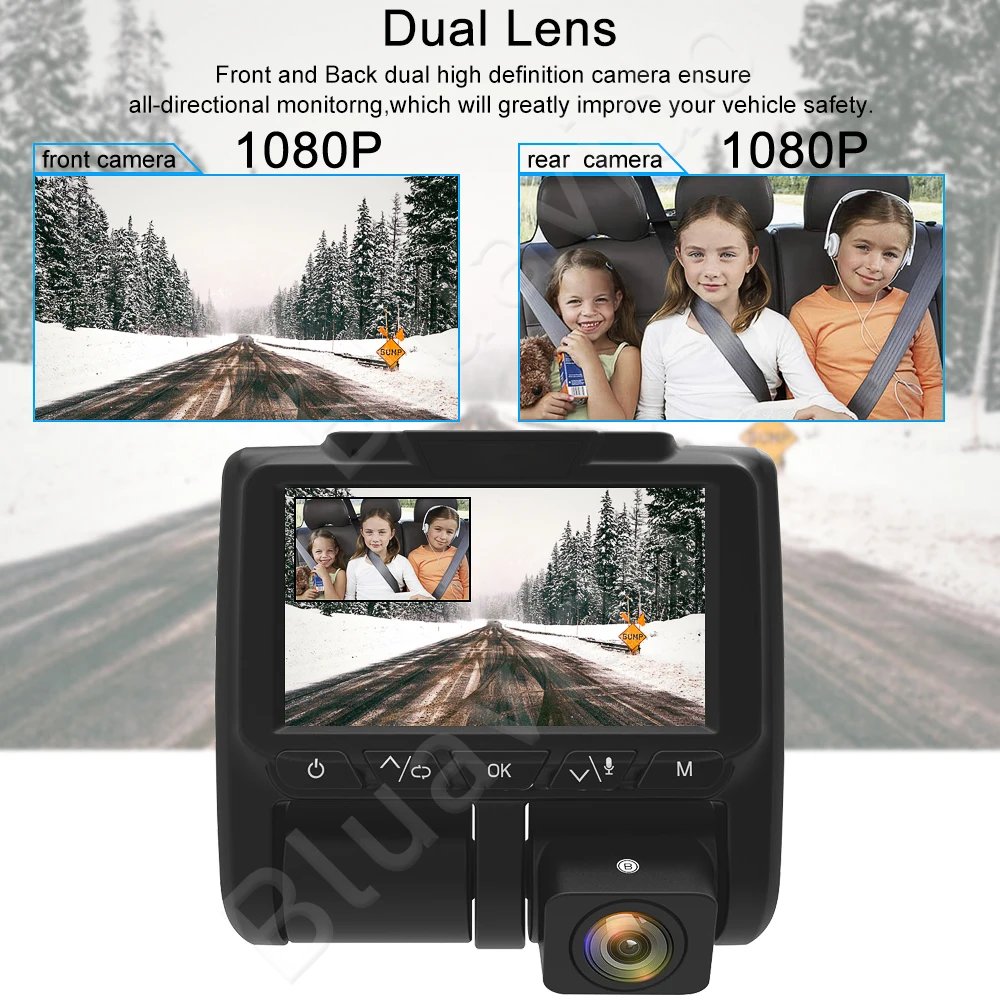 Bluavido двойная камера FHD 1080P Автомобильный видеорегистратор Novatek 96660 IMX323 датчик WDR с