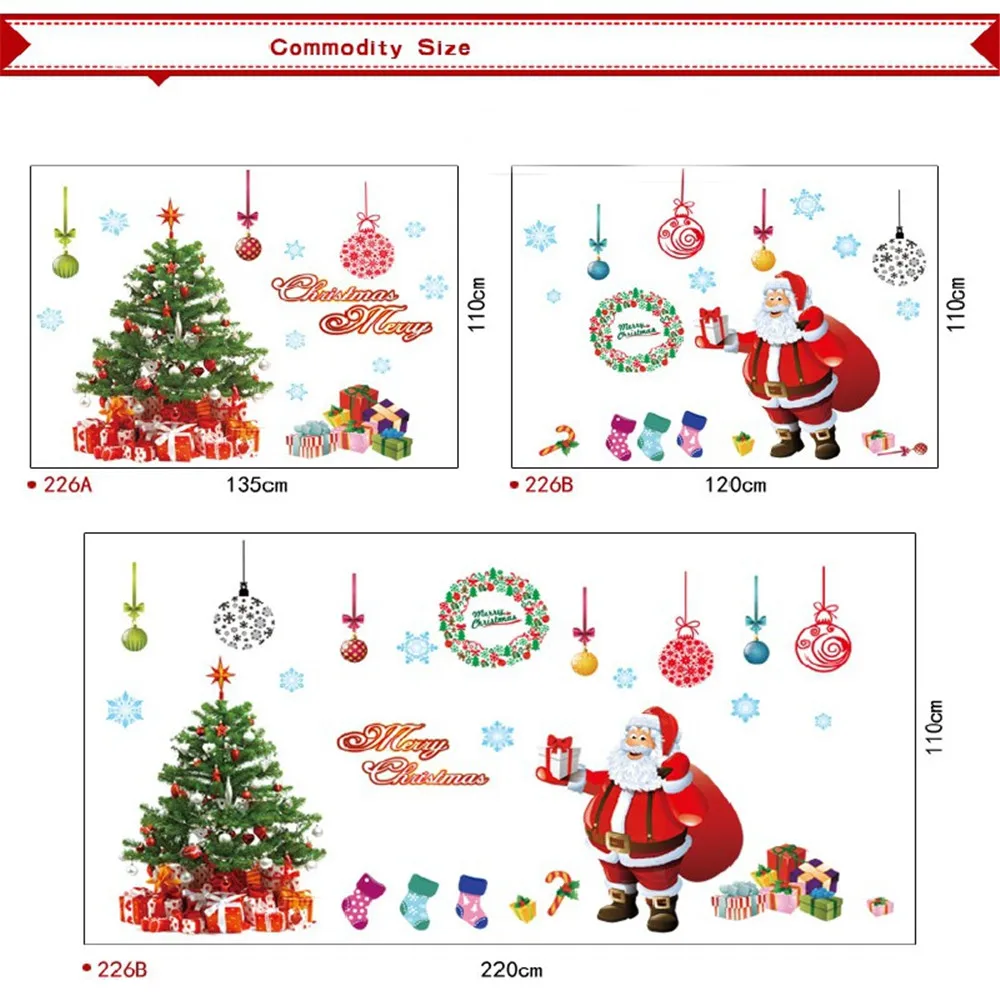 60 X 90 cm Funny Plane Wall Stickers Creative Christmas Tree Penguin Cartoon Window Wall Stickers DIY Home Christmas Party Decor08