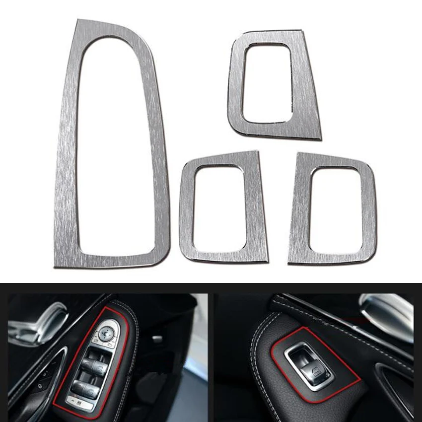 YAQUICKA Car Door Window Lift Adjust Button Switch Cover Trim Sticker For Mercedes Benz C Class W205 C180 C200 GLC260 2015 2016 |