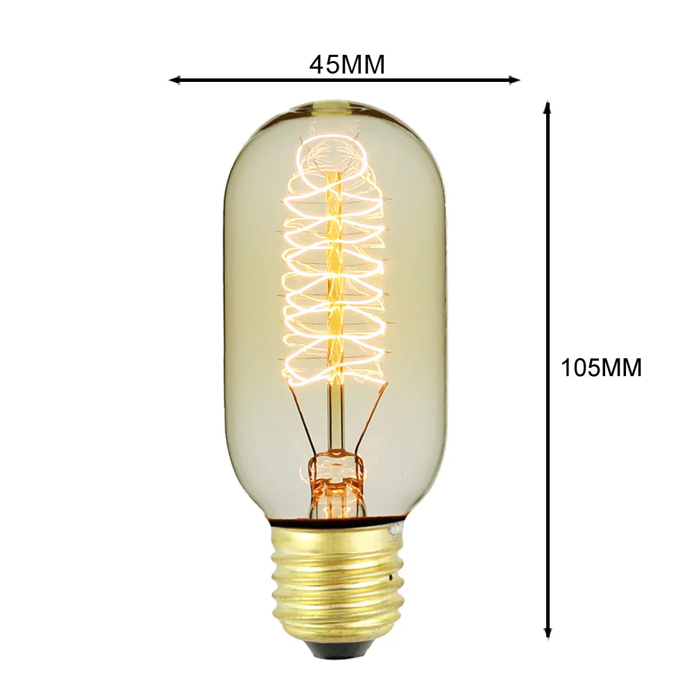 10 шт./упак. Эдисон лампы старинная лампочка 40 Вт 220/240 V E27 трубчатый декоративная лампа накаливания T45 беличья клетка дизайн - Цвет: T45 spiral
