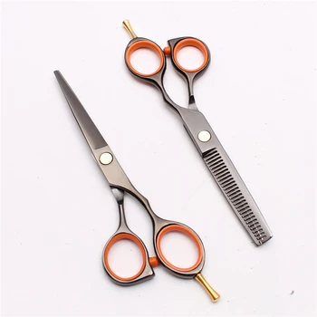 

C1014 5.5" 16cm Customize Logo Black Hairdressing Shears Cutting Barber Thinning Scissors Professional Salon Human Hair Scissors