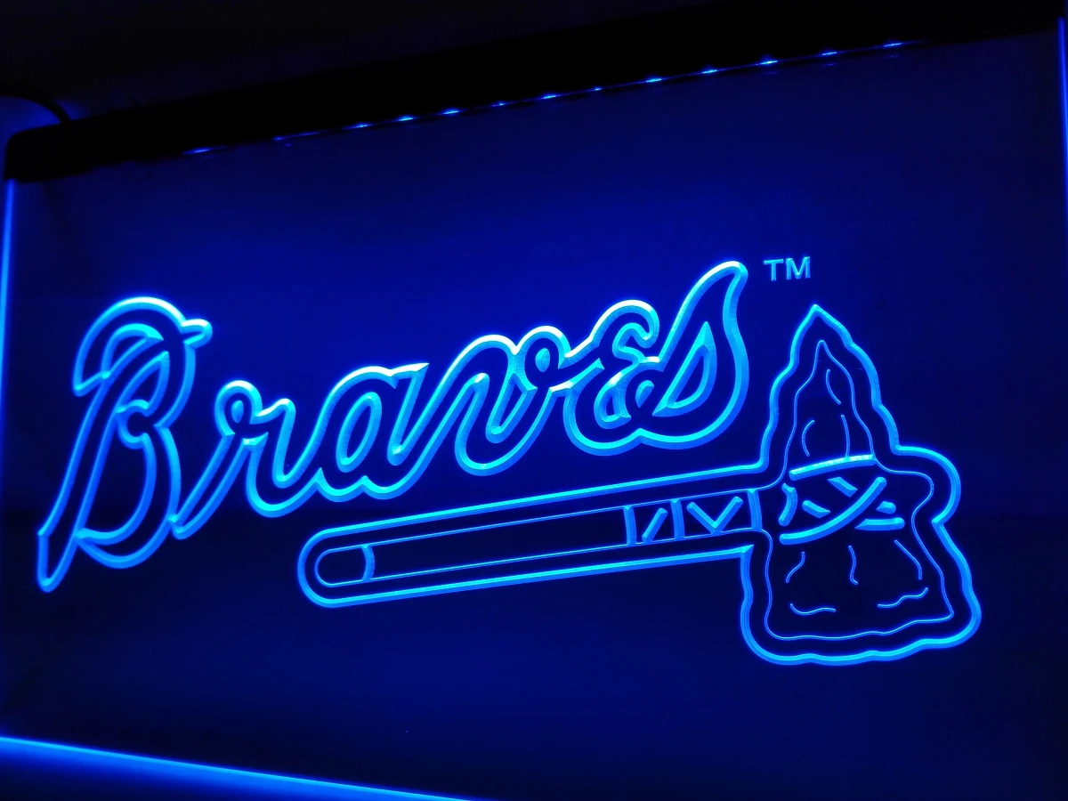 LD130 Atlanta Braves Baseball Bar LED Neon Light Signin Plaques