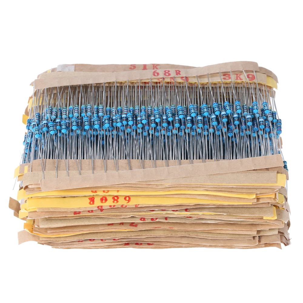 

2000pcs 1/4W 100 Values 1 ohm to 1M ohm Metal Film Resistors Assortment Kit Electronic Components