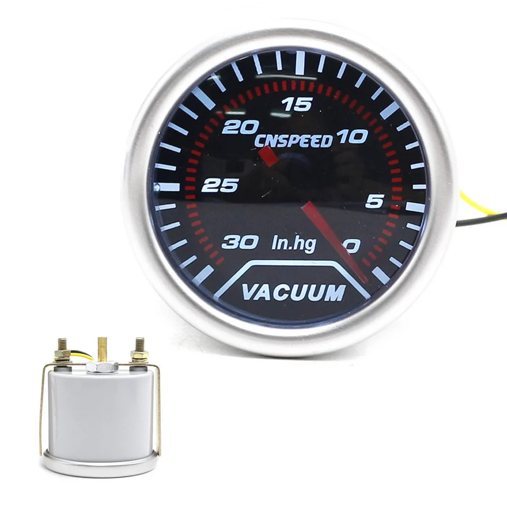CNSPEED 2"(52mm) Car Smoke lens Vacuum gauge 300 In.Hg Led Display