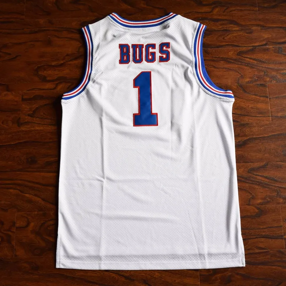 MM MASMIG [17 Kinds] Space Jam Bugs 1 Lola 10 Murray 22 Jordan 23 Tune Squad Basketball Jersey Stitched White