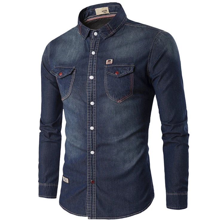 2017 fashion font b men s b font denim font b shirt b font spring font