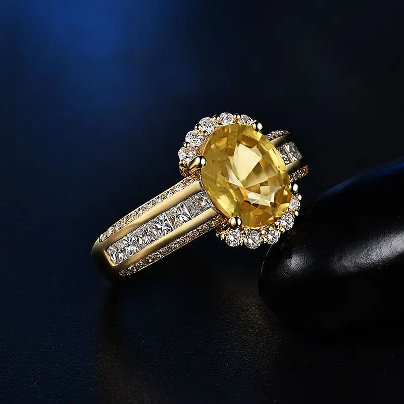 4.15 Carats Natural Yellow Sapphire Ring - Gleam Jewels