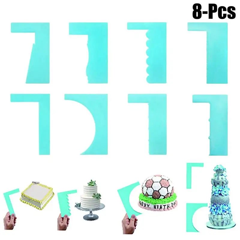  8PCS Cake Scraper Modeling Smoother Cutter Baking Pastry Spatulas Fondant Cake Decoration Tools Kit