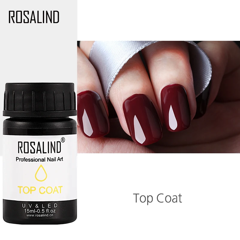 

ROSALIND Nail Design 15ml Top Coat Vernis Semi Permanent Gel Nail Polish Protect Manicure Cured UV Nail Art Primer Gel Varnish