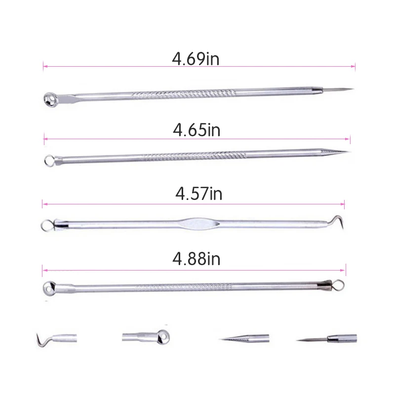 4 шт./компл. от угревой сыпи удаления средство для ухода за кожей антибактериальные иголок для удаления угрей, пинцет Уход за лицом Comedone инструмент для удаления прыщей Blackhead