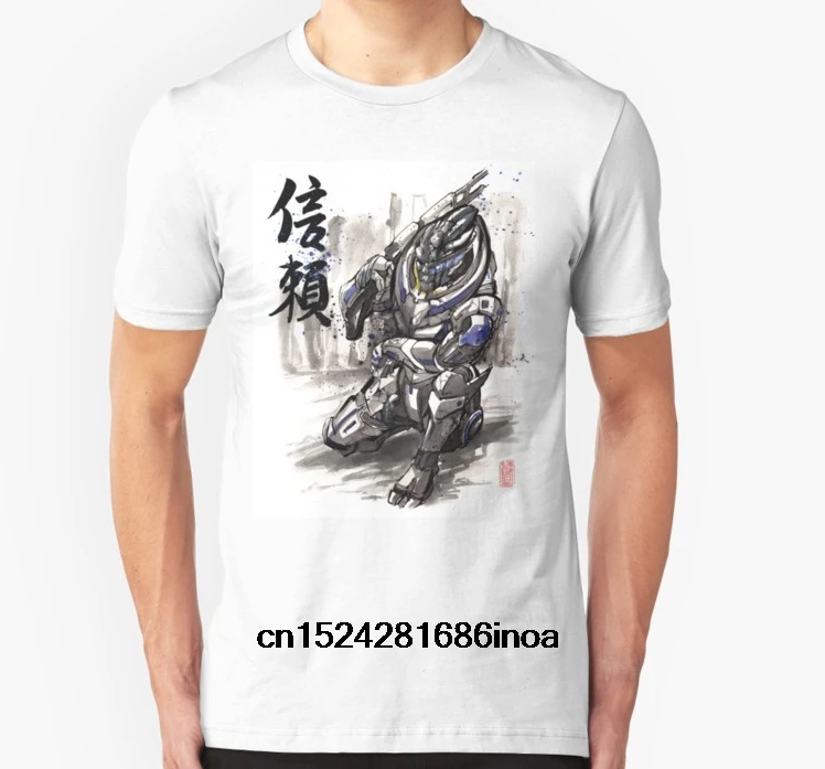Модные Для мужчин футболка женщин смешные футболки Mass Effect гаррус Sumie стиль с