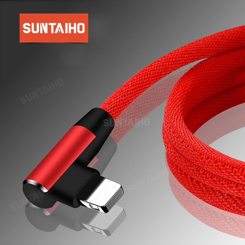Suntaiho 90 Degree Reversible USB Cable For iPhone XR XS MAX 7 8 6 5
2.4A Fast Charging For lighting Cable Charger L Data Cable