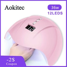 Aokitec 36 Вт Сушилка для ногтей мини USB 2 в 1 УФ светодиодный светильник для всех гель-отверждения 3 Таймер ЖК-дисплей УФ светодиодный светильник 12 бусин лампа для маникюра