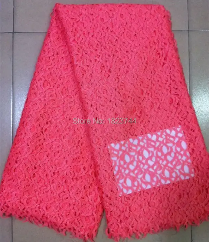 (5 yards/lot) A3-0502 High class African embroidered guipure lace fabric in Rose Red water soluble for dress | Дом и сад