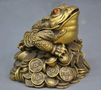

China Folk Frog Toad Ingot Lucky Auspicious Bronze Statue
