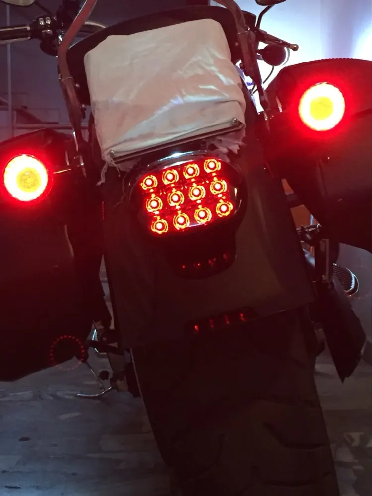 Motorcycle Turn Signal Brake Led Light Tail Lights LED Brake Tail Lamps For Harley Fat Boy FLSTF Night Train FXSTB Softail Sport (15)