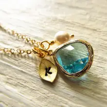 Пользовательские Свадебные камни в форме капли лист начальный колье с камнем рождения День рождения цветок Девушки подружки невесты Материнские украшения подарки ожерелье s