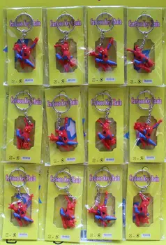 

New 5sets (12pcs/set) Mixed Spiderman 3D PVC Key Ring Cartoon Keychains Bag Pendant For Best Gift T-15