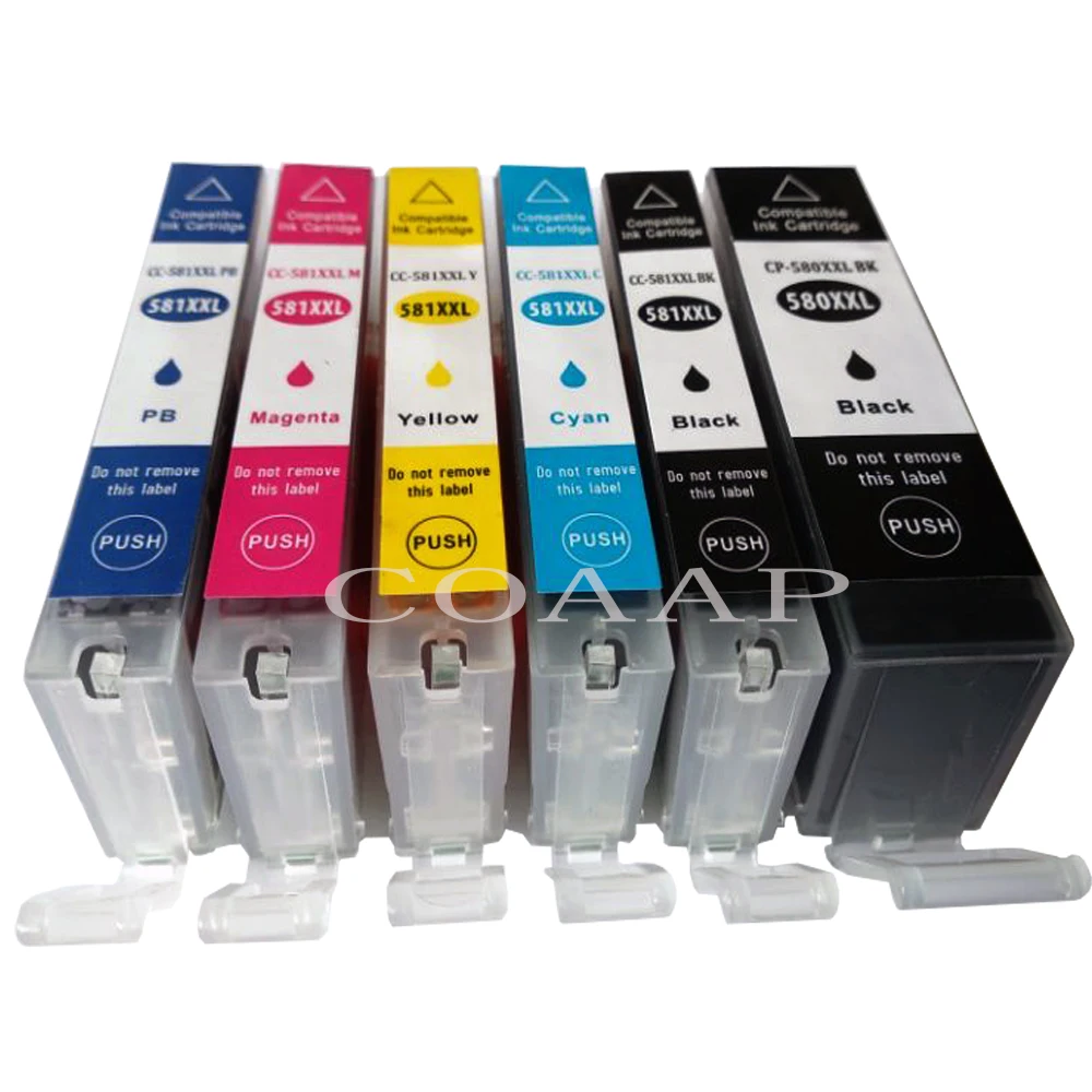 6pk PGI 580XL CLI 581XL Compatible ink cartridge for CANON Pixma TS6150 TS6151 TS8150 TS8151
