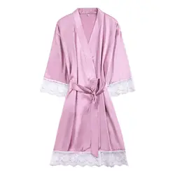 Новый стиль женский сексуальный район короткий халат невесты свадебное кимоно Банный халат ночная рубашка M L XL XXL