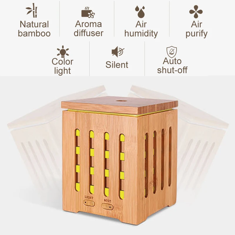  GIAHOL 200ML Natural Bamboo Essential Oil Diffuser With LED Color light USB Ultrasonic Aroma Spray  - 32946797984