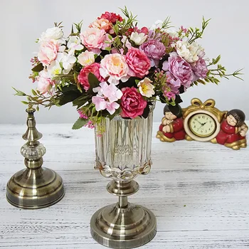 

Artificial Flowers Rose Silk Flowers Bouquet Small Peony Fake Flowers Faux flores Wedding Home DIY Decoration Valentine's Day