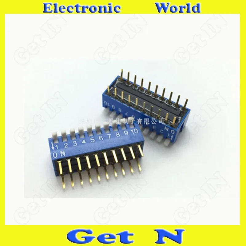 

10pcs Key style Side DIP Switch 2.54MM Pitch Spacing DIP Switches 10 Positions 20 Pins Blue