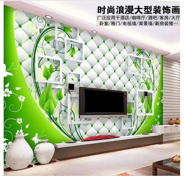 

Custom 3d tv wallpapers and backgrounds murals Hd Green landscape TV setting wall decoration paper 3d wallpaper for living room