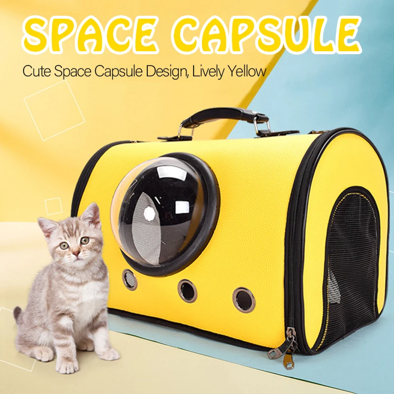 

Breathable Pet Capsule Cat Dog Outdoor Carrier Bag Waterproof Pet Travel Handbag with Transparent Window