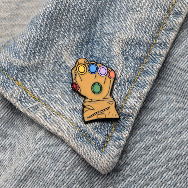 P2545 Dongmanli Thanos Infinity Gauntlet металлические эмалированные значки на булавке, броши, ювелирные изделия из фильма, аксессуары, подарки для фанатов