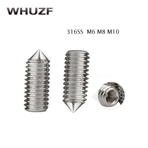 

M6 M8 M10 316 Stainless Steel Grub Screws Cone Point Hexagon Hex Socket Set Screws HW005