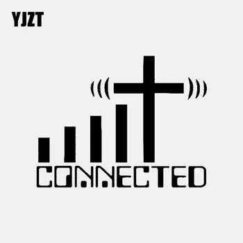 

YJZT 15.2CM*11.7CM CONNECTED Cross WiFi Christian Car Sticker Vinyl Decal Black/Silver C3-1467